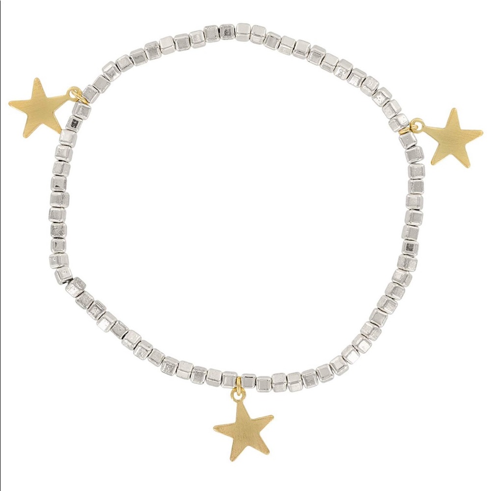 Silver beaded Star charm stretch bracelet set (3) - Picture 3 of 4